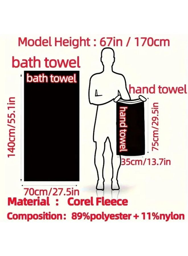 Gray 2 Piece Set Quick Dry Absorbent Bath And Hand Towels For Bathroom Beach Spa - Image 3